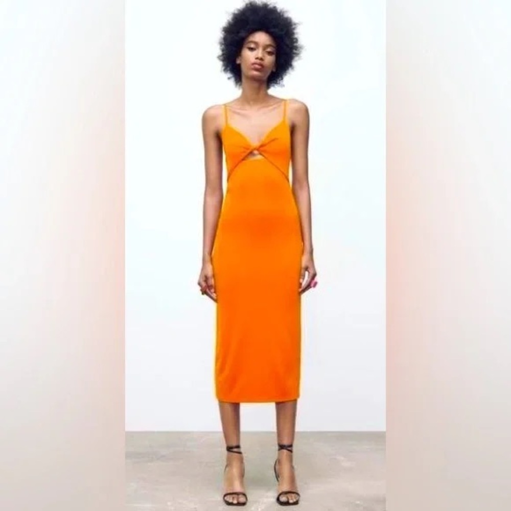 Orange Bodycon Dress - Picture 2 of 9